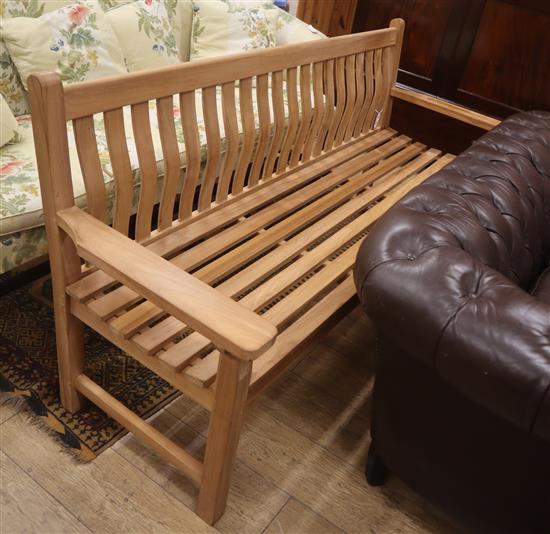 A classic style teak garden bench W.190cm